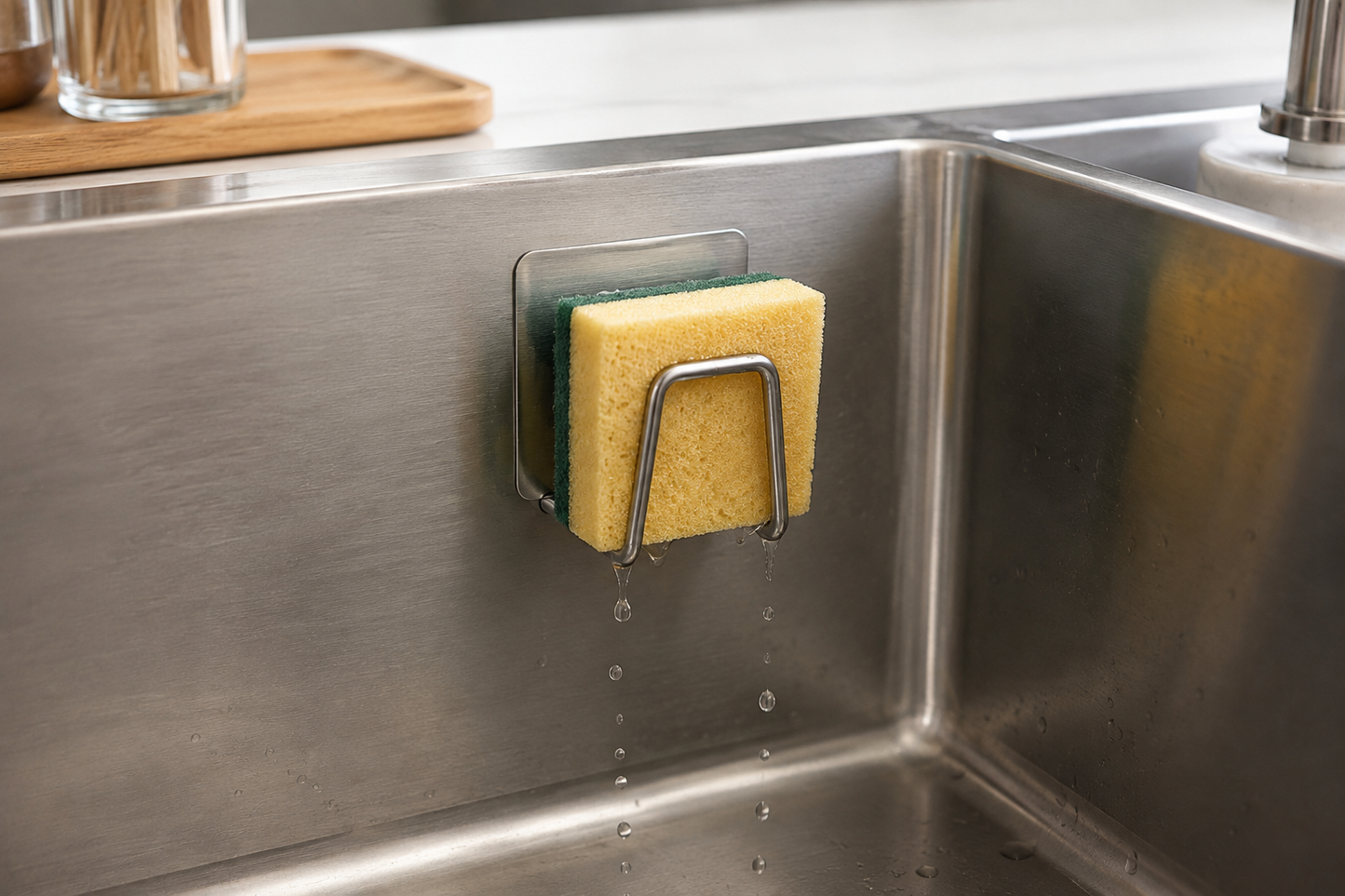 Nova - Wall-Mounted Stainless Steel Sink Sponge Holder | Kitchen