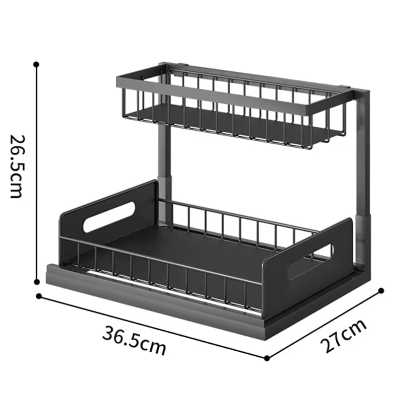 Dimensions organisateur sous-évier Nova - largeur 26,5cm, profondeur 37cm, compatible meubles standards