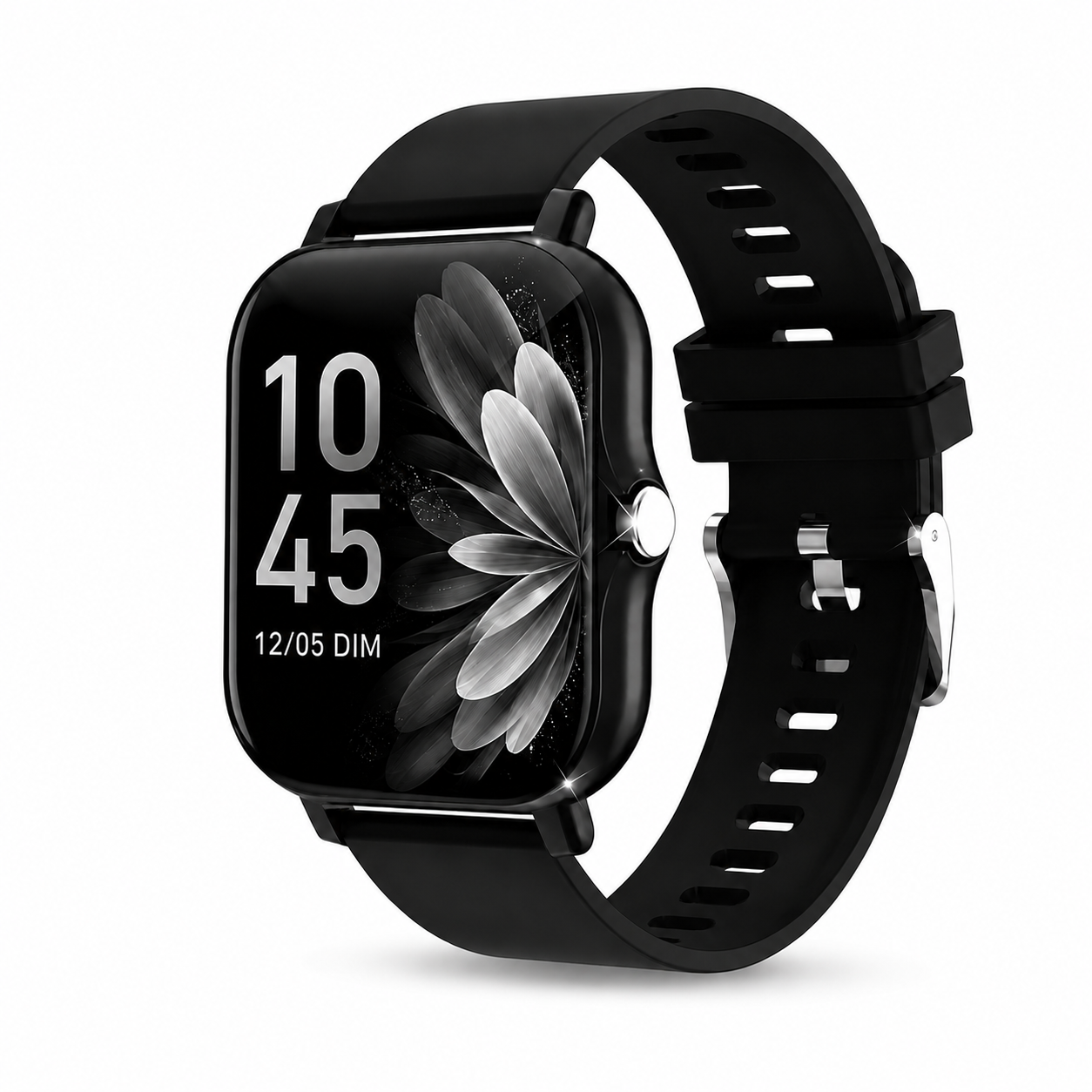Montre connectée Obrel noire, vue de face sur fond neutre