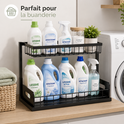 Nova - Organisateur coulissant sous-évier à 2 niveaux en métal | Cuisine