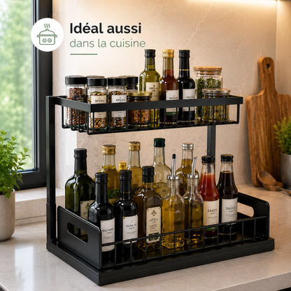 Nova - Organisateur coulissant sous-évier à 2 niveaux en métal | Cuisine